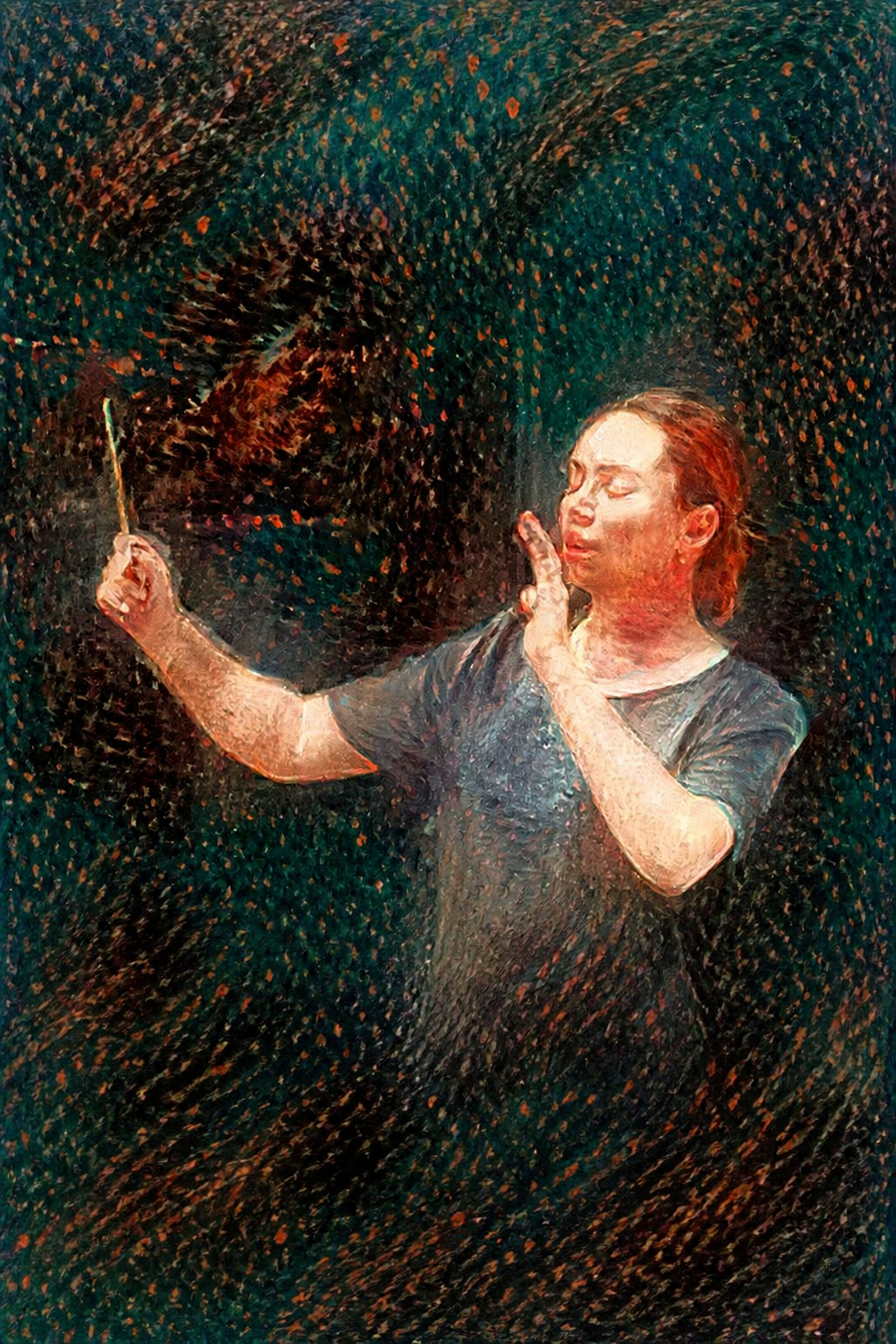 Majella Clarke conducting an orchestra.