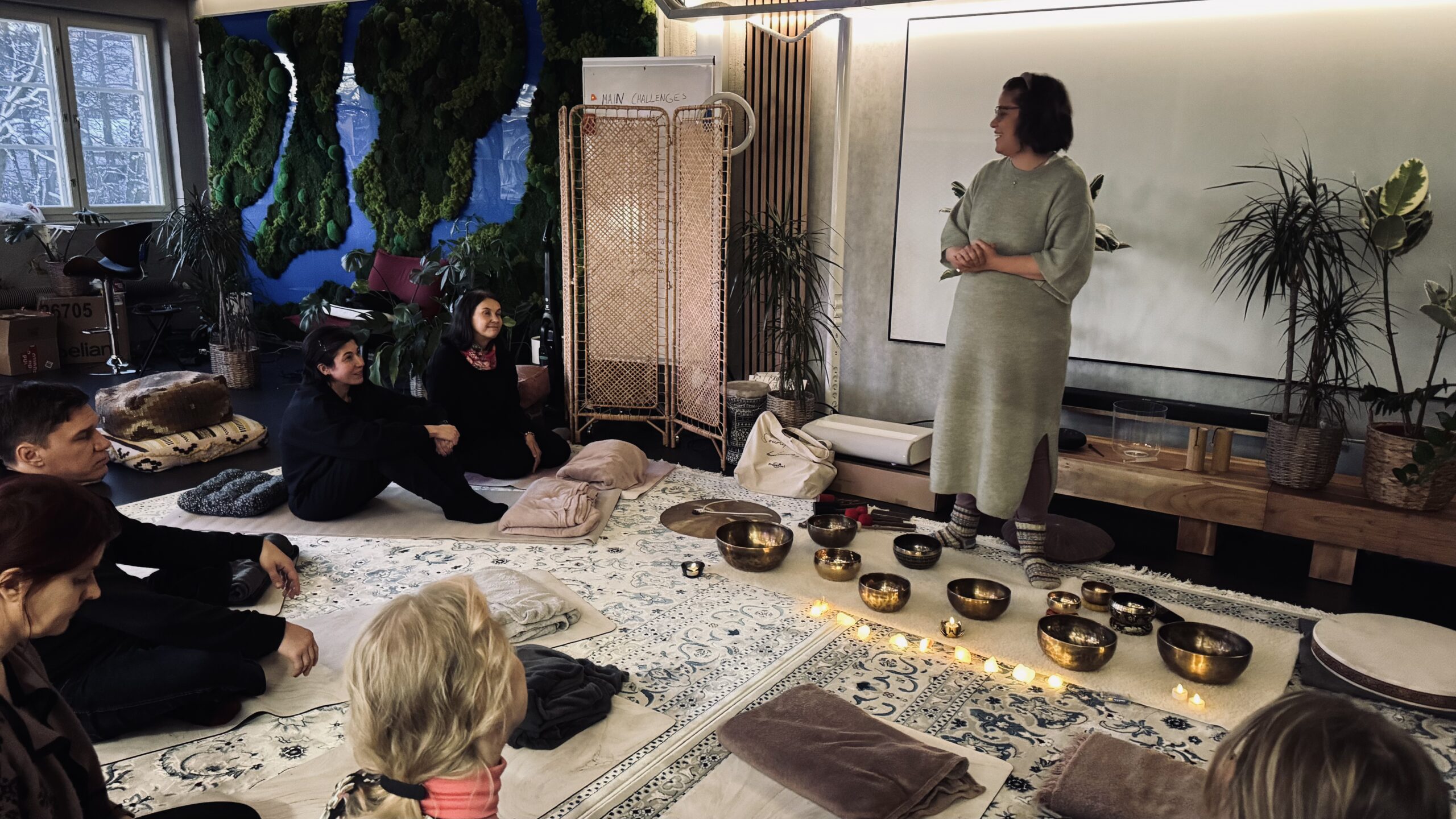 Group participating in a sound bath experience